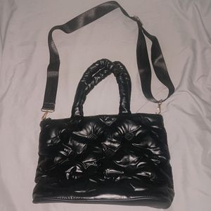 Quilted Nylon Black Shoulder Bag