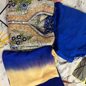 🔥Blue Suit Set With Matching Bottom And Dupatta ❤