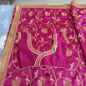 New Designer Embroidery Saree With Stiched Blouse