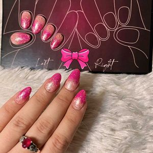 Pink Ombre Handmade Press On Nails- Set Of 12nails