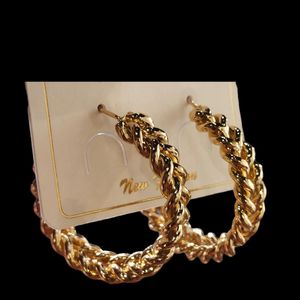 Golden Matt Finished BigRound Chain Style Earrings