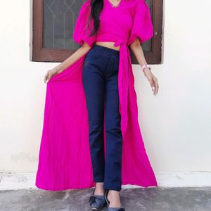 A Pink High-low Crop Top