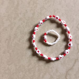 Heart Beads Bracelet & Ring