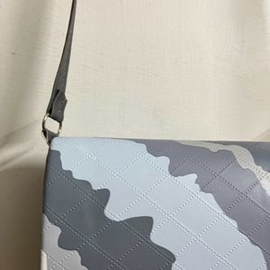 Grey And White Contrast Sling Bag