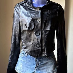 Sheepskin Leather Jacket - Cropped