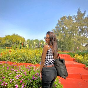 Black And White Gingham Printed Peplum Top