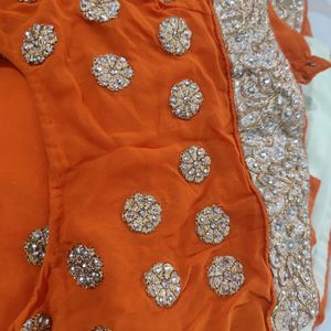 Beautiful Orange Colour Georgette Saree