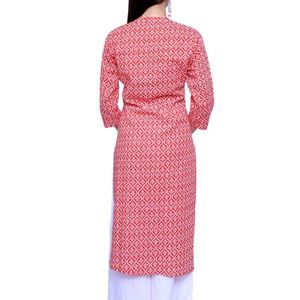 Red And White Cotton Kurta