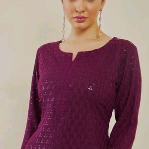 💜 Embroidered Burgundy Kurta