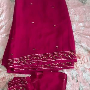 New Heavy Ambroider Saree With Blouse. Size 36in.