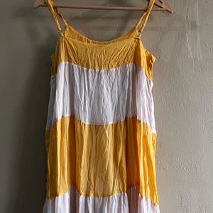 Yellow and white stripes Cotton dress 🎀