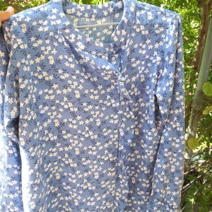 Floral Printed Blue Top