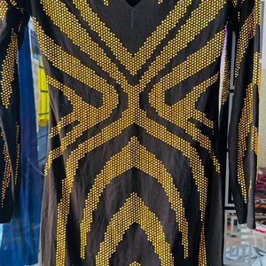 Black And Golden Strip Dress