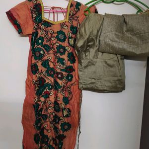 Silk Cotton Chudidar With Dupatta