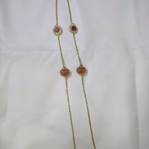 Golden And Rani Pink Color Chain Set