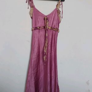 Satin Silk 2pc Lavender Nightgown With Robe