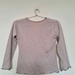 Korean V Neck Beige Sweater