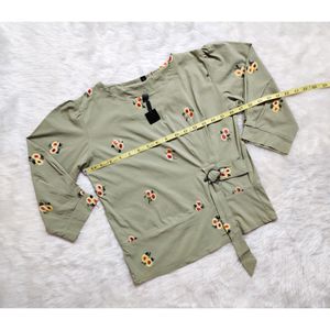 Moss Green colour Embroidered Designer Top