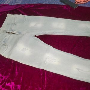 Light Blue Denim Jeabs High Waist