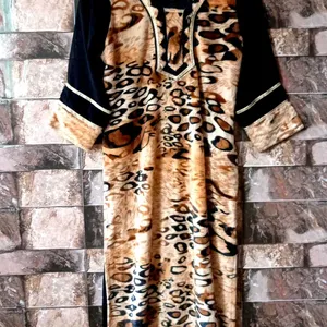 Tiger Print Velvet Kurti Xl Size