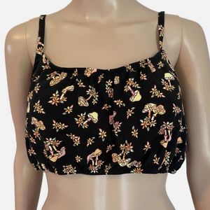 Black Printed Crop Top