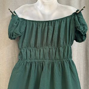 Plus Size Off Shoulder Green Mini Dress For Women