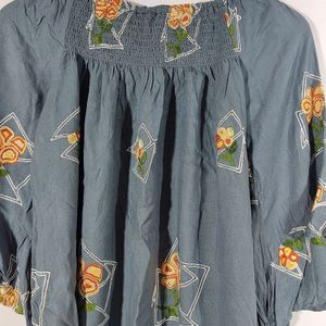 Grey Embroidered Top For Woman