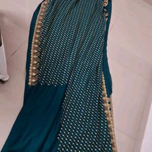 Stone Work Sequence Saree With Blouse Peace