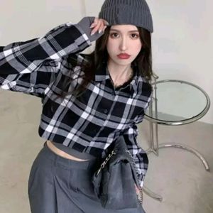 Checkered Crop Shirt For Women