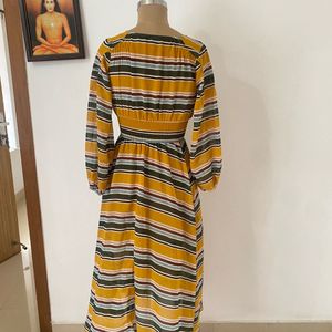 NUON Yellow Striped Wrap Dress