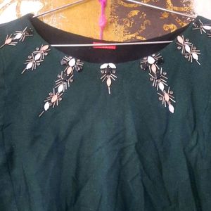 W Embroidered Woollen Kurti With Shrug