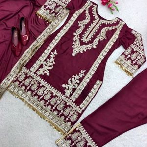 Maroon Satin Suit