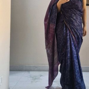 Featherlite Silk Saree Vintage Navy Blue