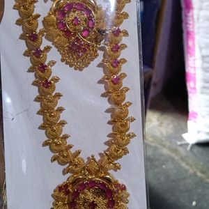 Ruby Stone Gold Colour Neckess Set