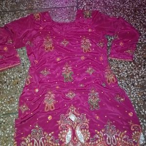 Rose Silk Suit Set With Dupatta