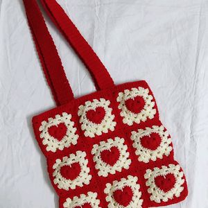 Red heart granny bag