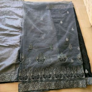 Black And Gray Partywear Saree 🖤