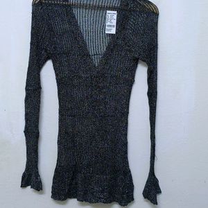Trendy New Shinny Charcoal Black Top For Women