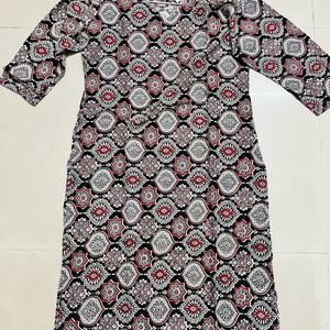 Black Ajrak Print Cotton Kurti