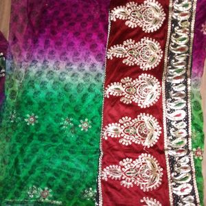 Colourful Saree With Stitched Blouse