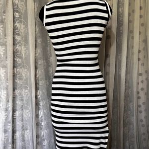 Black And White Stripe Bodycon Dress