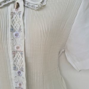 Vintage Floral Embroidered Shirt