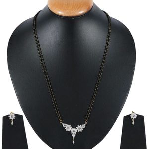 Staylish Beautiful Diamond Cut Mangalsutra With Earrings