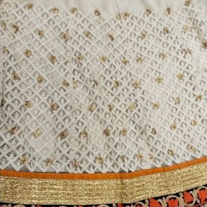 Beige Colour Contrast Lehenga With 2 Blouse