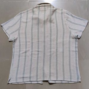 Zudio Cream Stripe Half Sleeve Shirt