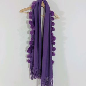 Purple Plain With Tassels Stole (Women)