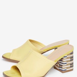 LUNA BLU by Westside Yellow Block-Heeled Mules