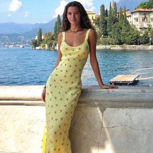 Floral Printed Yellow Maxi Dress