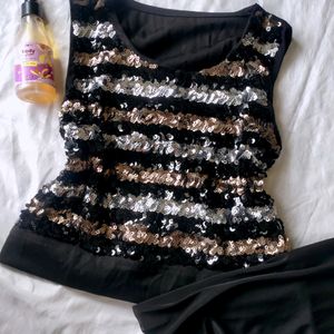 Black Sequin Sleeveless Top