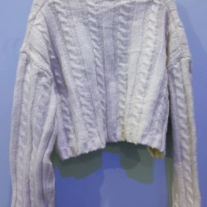 Woven Crop Sweater